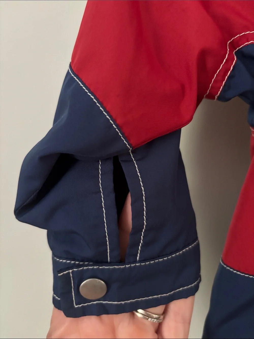 Vintage Y2K Baby Gap Colorblock Windbreaker Hooded Jacket Red Navy 3T Boy/Girl